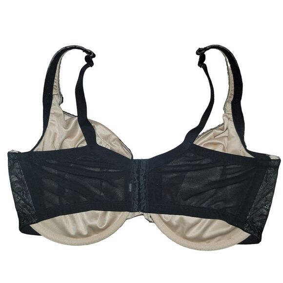 Cacique Modern Lace Lightly Lined Balconette Bra Black beige 42H - Picture 3 of 9